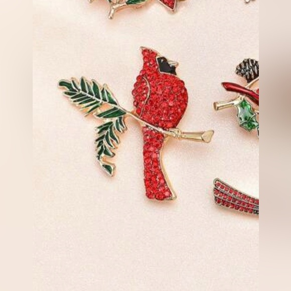 Red Cardinal Bird Pin - Picture 3 of 4